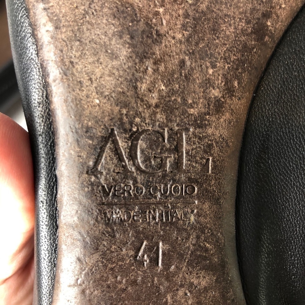 AGL Attilio Giusti Leombruni black cap toe leather ballet flats, size eu 41 - Picture 9 of 10